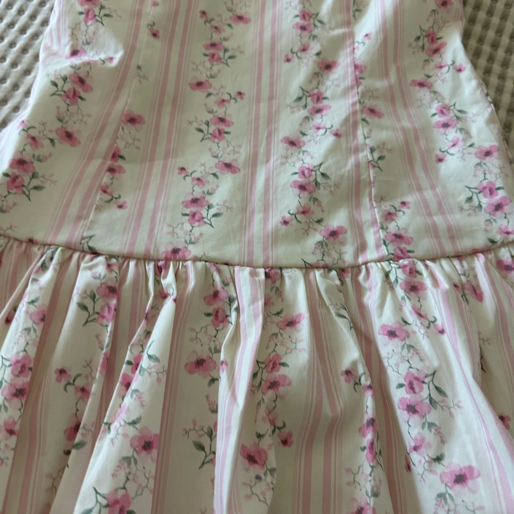 Floral Pink Striped Kids Dress